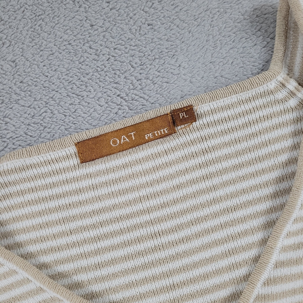 Vintage Oat Striped Beige and White Women's Sweater - Picture 7 of 8
